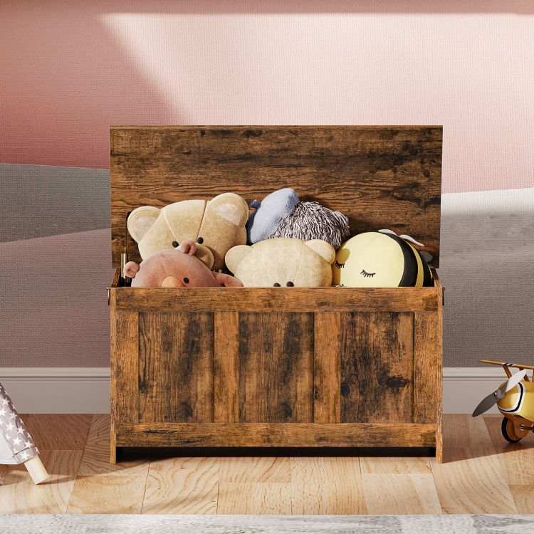 HOOBRO Storage Chest, Wooden Storage Bench, Blanket Storage Box, Large Storage Trunk with Lid, Shoe Storage Bench, Rustic Toy Chests, for Hallway, Bedroom, Living Room