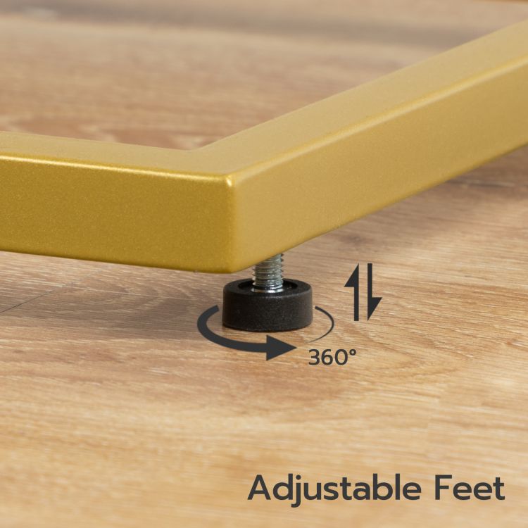 HOOBRO C Shaped End Table, Tempered Glass Gold Side Table, Under Sofa Table, Small Coffee Snack Table for Small Spaces, Laptop End Table for Living Room, Bedside Table, Metal Frame