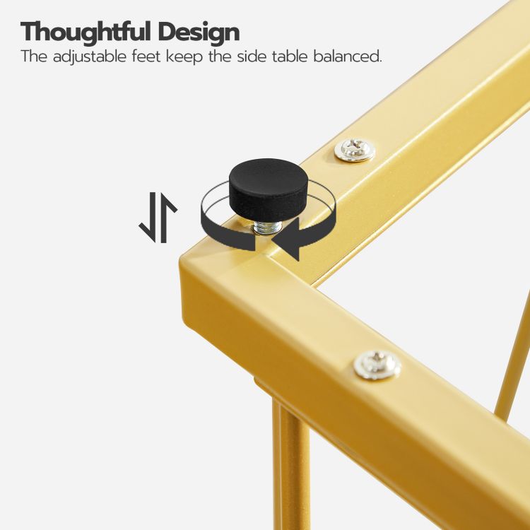 HOOBRO HOOBRO Round Nesting Coffee Table 2, Gold Glass Coffee Table, Stackable Coffee workspace for living room - side view