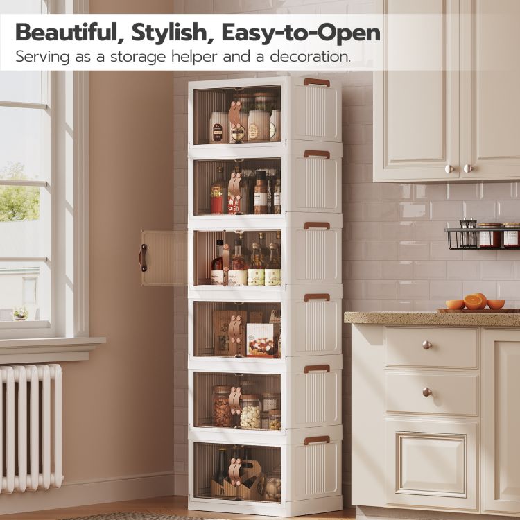 HOOBRO HOOBRO Wardrobe Storage Organiser, Stackable Storage Boxes Doors, Plastic organization for living room - back view