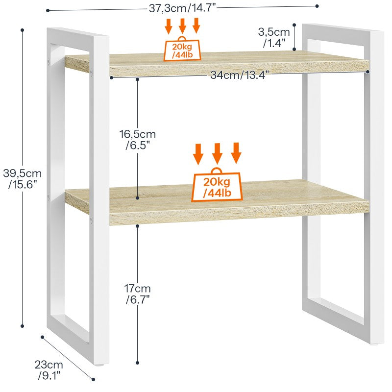 HOOBRO 2-Tier Desk Shelf, Desktop Storage Organizer, Desktop Bookshelf Stand, Office Storage Rack, Spice Rack, for Office, Study, Kitchen, Bedroom