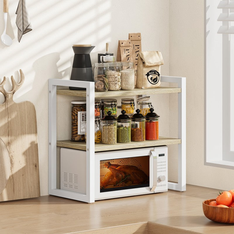 HOOBRO 2-Tier Desk Shelf, Desktop Storage Organizer, Desktop Bookshelf Stand, Office Storage Rack, Spice Rack, for Office, Study, Kitchen, Bedroom