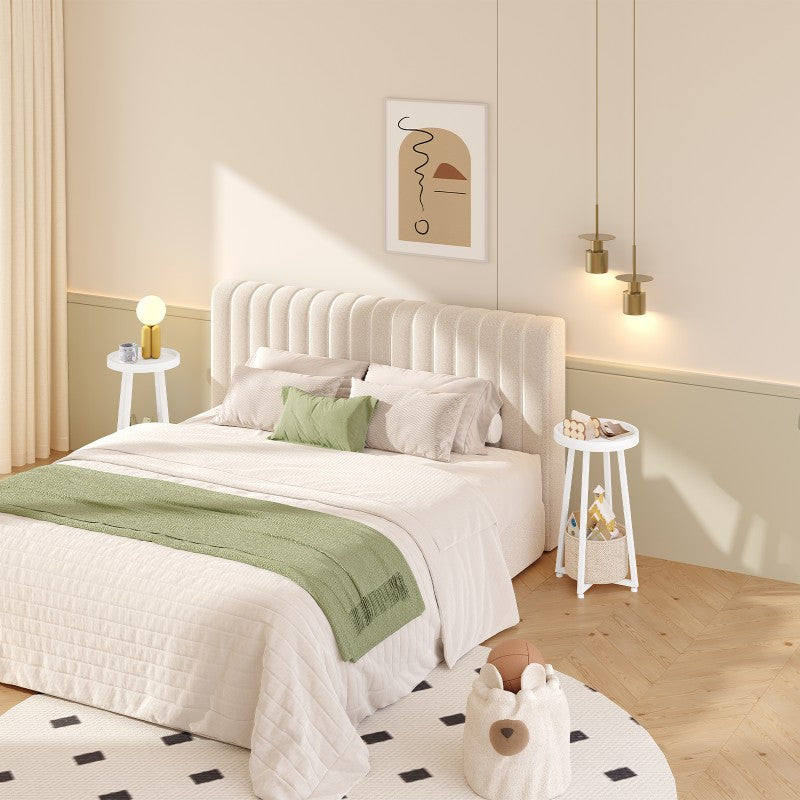 HOOBRO Round Side Table, 2-Tier Sofa Side Table Small Table with Storage Basket, Small Bedside Table, Compact Corner Tables for Small Spaces, Living Room, Bedroom