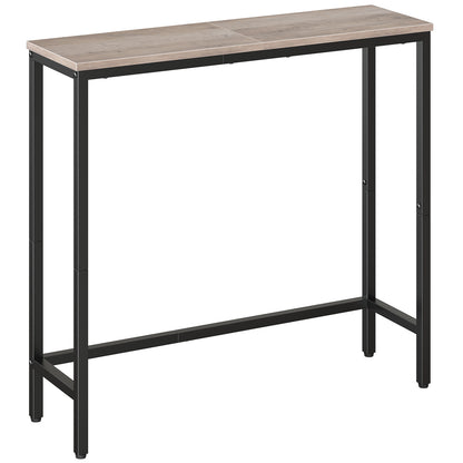 HOOBRO Side Table, Narrow Corridor Side Table, Metal Frame, Compact Industrial Display Table, Coffee Table for Small Spaces, Hallway, Living Room, Robust, Greyish Beige and Black