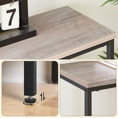 HOOBRO Side Table, Narrow Corridor Side Table, Metal Frame, Compact Industrial Display Table, Coffee Table for Small Spaces, Hallway, Living Room, Robust, Greyish Beige and Black