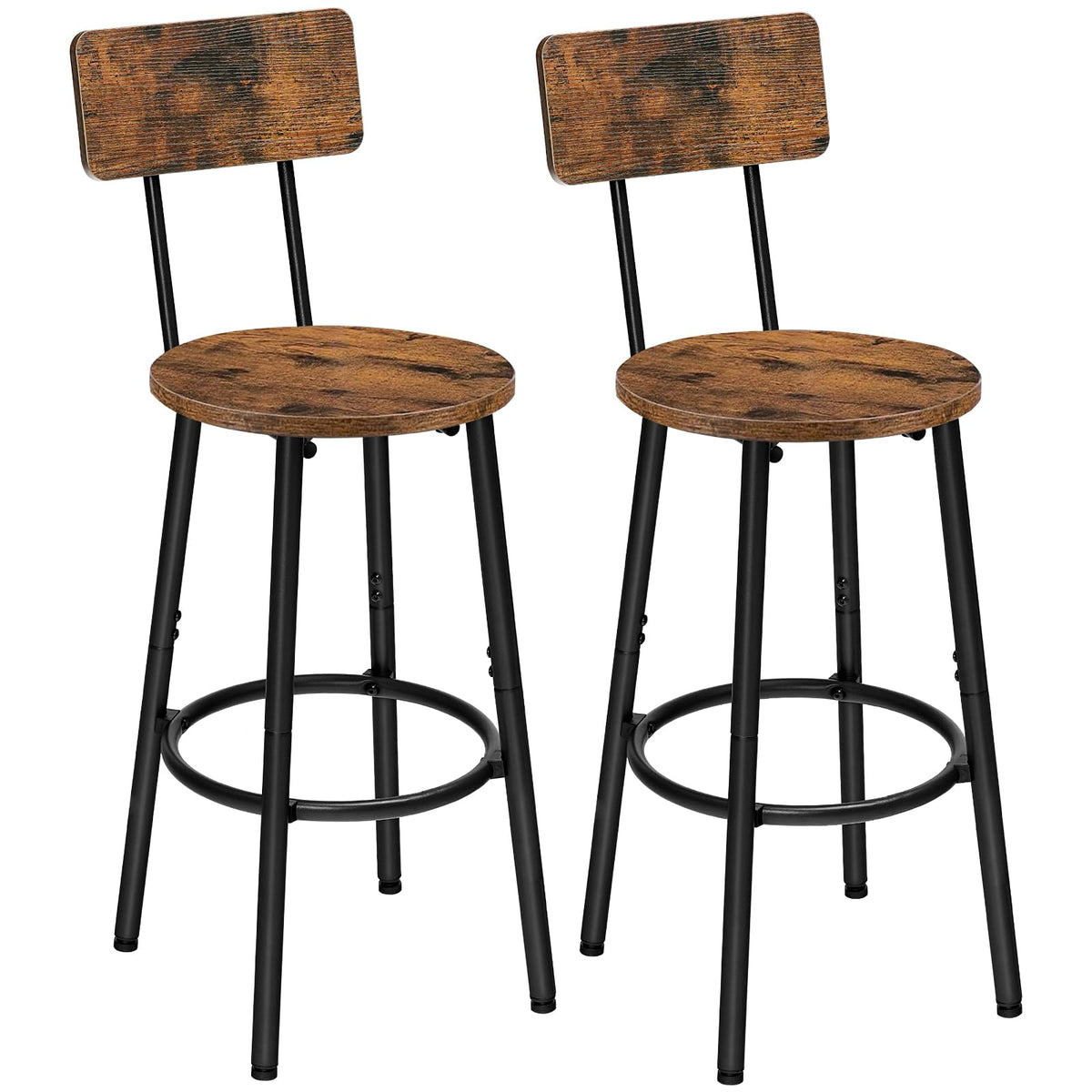 HOOBRO Round Bar Stools with Backrest / 2PICS