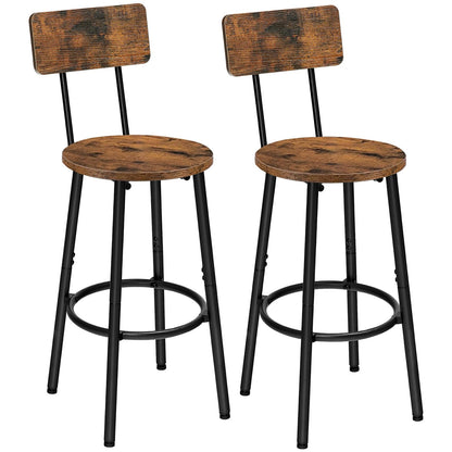 HOOBRO Round Bar Stools with Backrest / 2PICS
