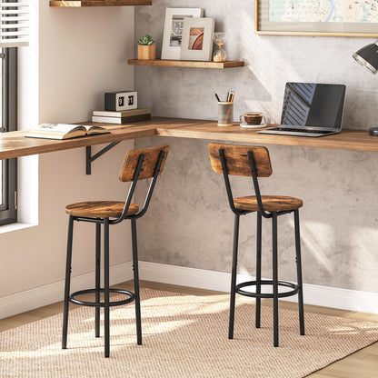 HOOBRO Round Bar Stools with Backrest / 2PICS