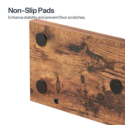 Wooden surface with non-slip pads on a white background