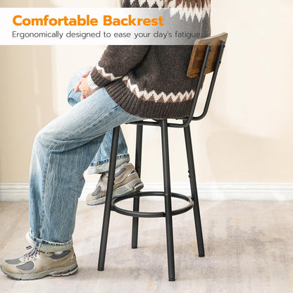 HOOBRO Round Bar Stools with Backrest / 2PICS