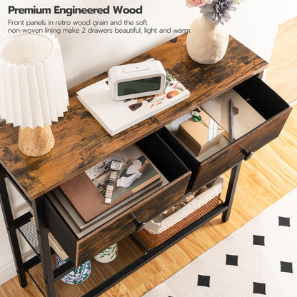 Wooden desk with drawers and a lamp in a home office setting