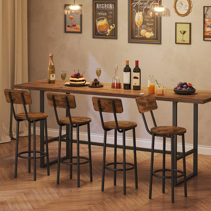 HOOBRO Round Bar Stools with Backrest / 2PICS