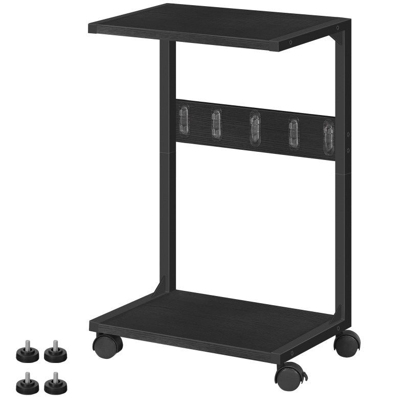 HOOBRO HOOBRO 2 Tier Computer Tower Stand, Tower Stand Wheels, Mobile Wooden Computer workspace for home office - front view