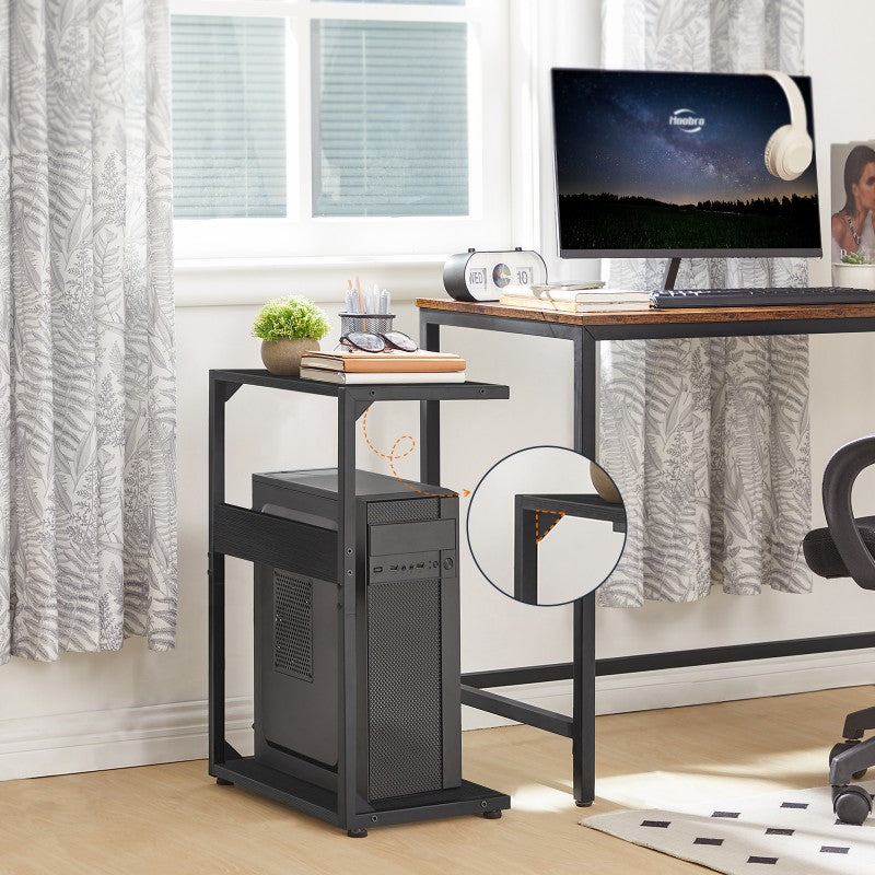 HOOBRO HOOBRO 2 Tier Computer Tower Stand, Tower Stand Wheels, Mobile Wooden Computer workspace for home office - in use