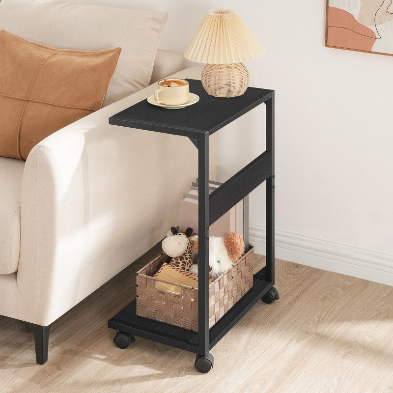 HOOBRO HOOBRO 2 Tier Computer Tower Stand, Tower Stand Wheels, Mobile Wooden workspace for home office - dimensions view