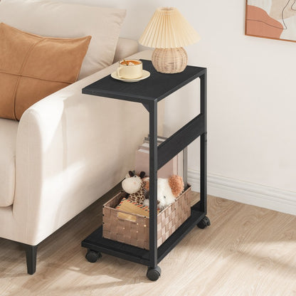 HOOBRO HOOBRO 2 Tier Computer Tower Stand, Tower Stand Wheels, Mobile Wooden workspace for home office - dimensions view