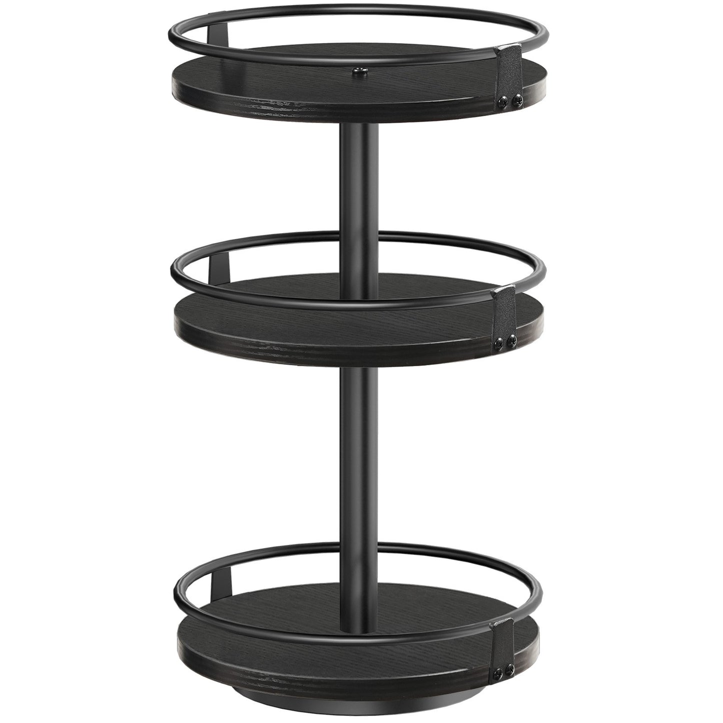 HOOBRO 3-Tier Rotating Spice Rack, Lazy Susan Organizer, Turntable Spice Rack, Vertical Storage Organizer, for Kitchen Countertop, Vanity, Dining Table, Black EBB09TL01