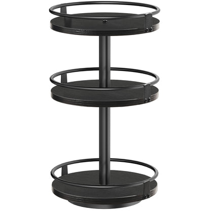 HOOBRO 3-Tier Rotating Spice Rack, Lazy Susan Organizer, Turntable Spice Rack, Vertical Storage Organizer, for Kitchen Countertop, Vanity, Dining Table, Black EBB09TL01