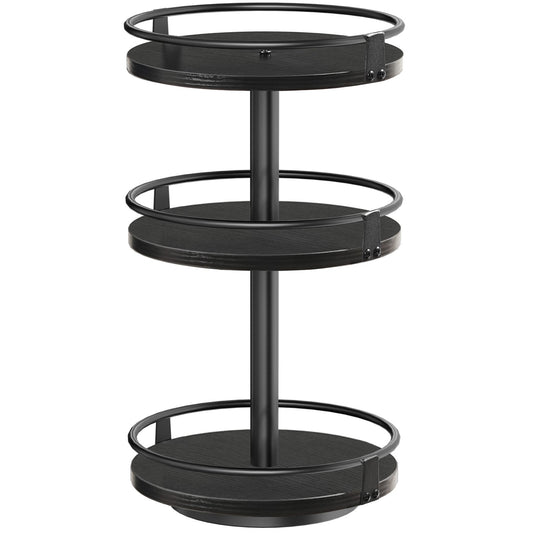 HOOBRO 3-Tier Rotating Spice Rack, Lazy Susan Organizer, Turntable Spice Rack, Vertical Storage Organizer, for Kitchen Countertop, Vanity, Dining Table, Black EBB09TL01