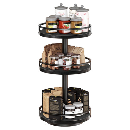HOOBRO 3-Tier Rotating Spice Rack, Lazy Susan Organizer, Turntable Spice Rack, Vertical Storage Organizer, for Kitchen Countertop, Vanity, Dining Table, Black EBB09TL01