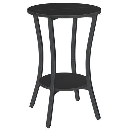 HOOBRO Round Side Table, 2 Tier Small Table, Round Sofa Table, Small Bedside Tables, Round Coffee Table with Storage Shelf, Hallway for Living Room, Sturdy