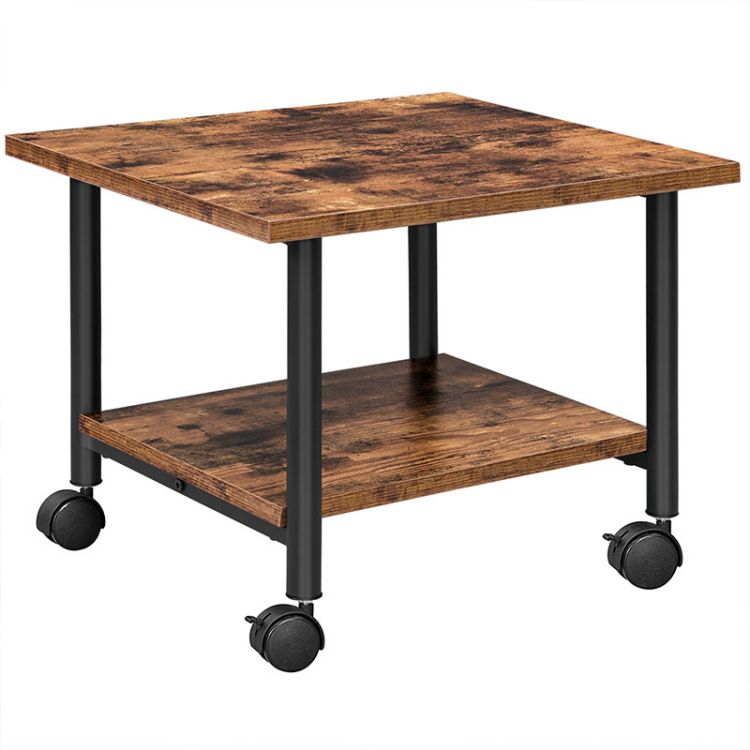 HOOBRO Printer Stand, 2-Tier Industrial Under Desk Printer Cart with Shelf, Mobile Heavy Duty Storage Rack on Wheels for Home, Office