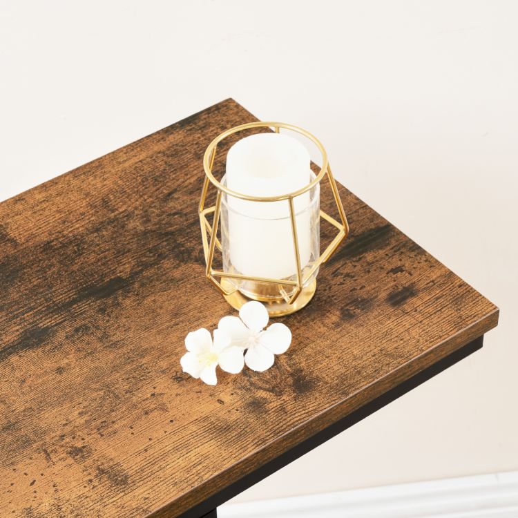 HOOBRO Side Table C Shaped, Sofa End Table, Laptop Coffee Snack Table, for Small Space, Living Room, Bedroom, Slim, Narrow, Tall, Wood Look Accent Furniture with Metal Frame