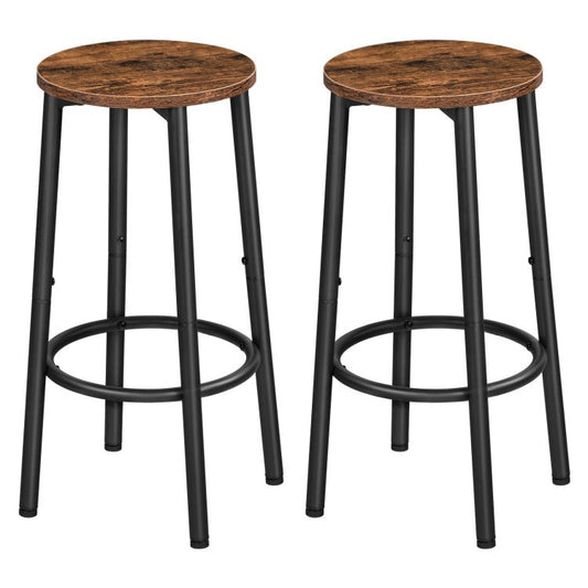 HOOBRO Bar Stools, Set of 2 Bar Chairs, Kitchen Round Height Stools with Footrest, Breakfast Bar Stools, Sturdy Steel Frame, for Dining Room, Kitchen, Party, Easy Assembly