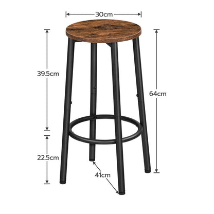HOOBRO Bar Stools, Set of 2 Bar Chairs, Kitchen Round Height Stools with Footrest, Breakfast Bar Stools, Sturdy Steel Frame, for Dining Room, Kitchen, Party, Easy Assembly