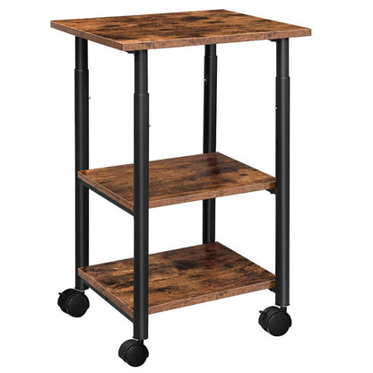 HOOBRO Printer Stand, 3-Tier Industrial Under Desk Printer Cart with Shelf, Mobile Heavy Duty Storage Rack on Wheels for Home, Office