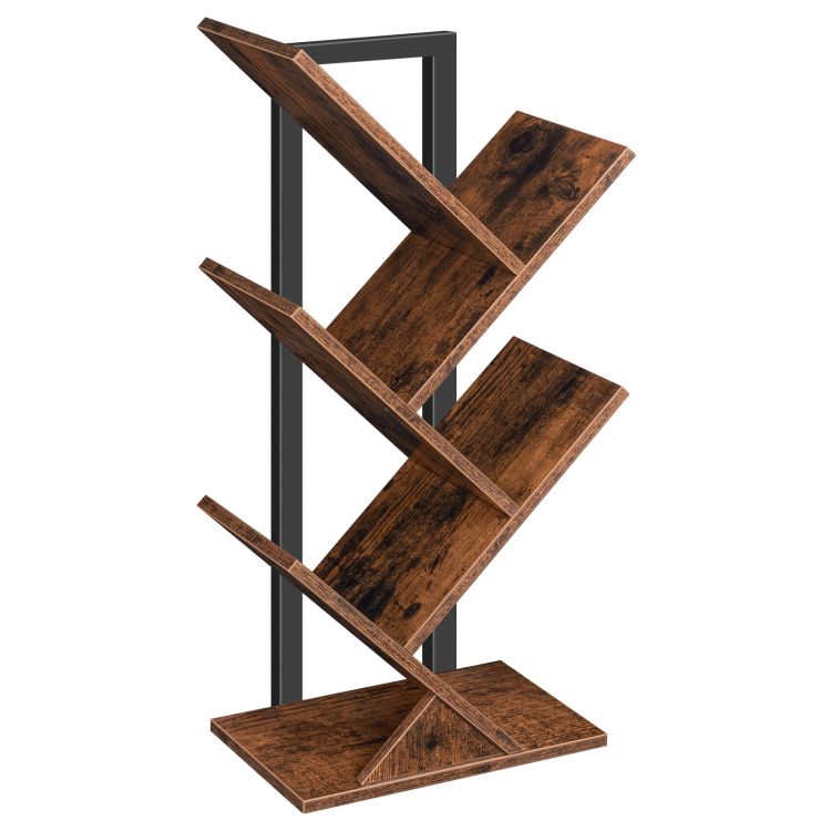 HOOBRO Tree Bookshelf, Tree Shaped Book Shelves, Floor Free Standing Desktop Bookshelf, Display Book Magazine CDs Rack