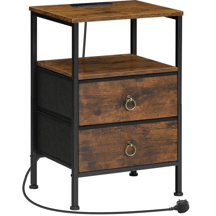 HOOBRO HOOBRO Bedside Table Charging Station, Side Table 2 USB Ports Outlet, End Tables 2 storage for bedroom - back view