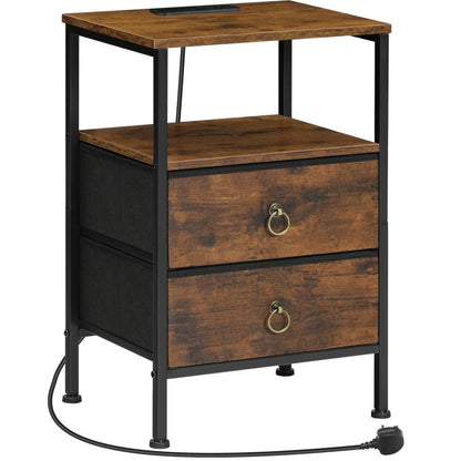 HOOBRO HOOBRO Bedside Table Charging Station, Side Table 2 USB Ports Outlet, End Tables 2 storage for bedroom - back view