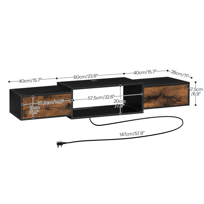 HOOBRO Floating TV Stand Cabinet, Modern Wall Mounted TV Cabinet with Power Outlet, Entertainment Media Console Shelf Cabinet for Under TV Storage, Living Room