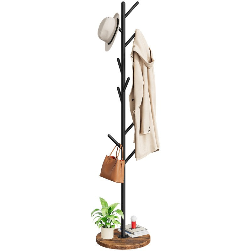 HOOBRO Coat Stand with 9 Hooks, Heavy Duty Freestanding Coat Rack, Hall Tree with Thickened Base, Corner Hanger Stand for Bedroom, Entryway, Living Room