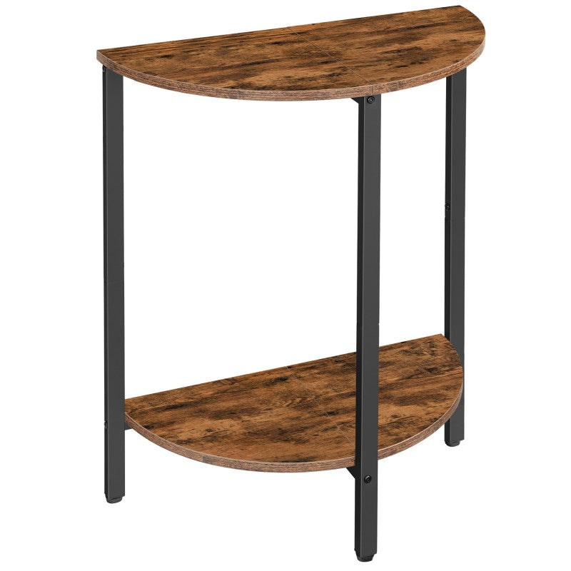 HOOBRO Round Side Table, Small Half Table, Small Corner Table with 2 Tier Storage Shelves, Slim Sofa Side Tables Bedside Tables for Living Room, Bedroom, Hallway