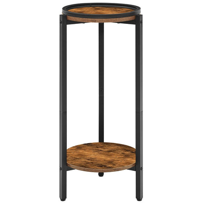 HOOBRO Tall Round Side Table, 2-Tier Sofa Side Table, Small Bedside Tables Telephone Table, Wooden Accent Coffee Table Small Tables for Living Room, Hallway, Bedroom