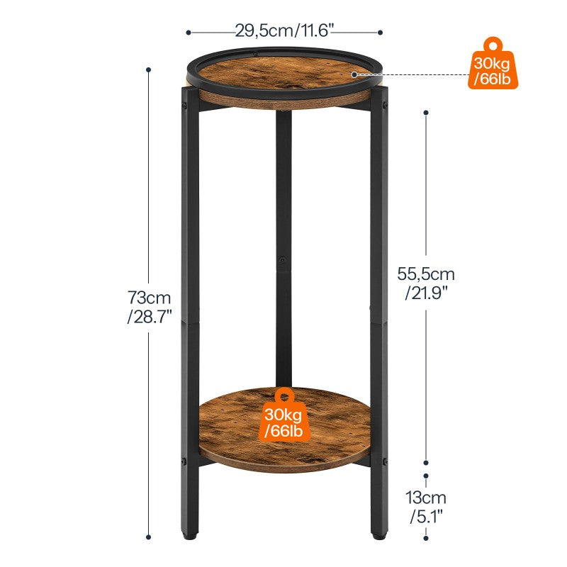HOOBRO Tall Round Side Table, 2-Tier Sofa Side Table, Small Bedside Tables Telephone Table, Wooden Accent Coffee Table Small Tables for Living Room, Hallway, Bedroom