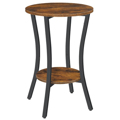 HOOBRO Round Side Table, 2 Tier Small Table, Round Sofa Table, Small Bedside Tables, Round Coffee Table with Storage Shelf, Hallway for Living Room, Sturdy