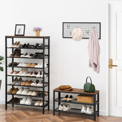 HOOBRO 8-Tier Shoe Rack, Large Capacity Shoe Shelf, Stable and Sturdy, Shoe Storage Organizer with Flat & Slant Adjustable Metal Shelves, for 21-28 Pairs of Shoes, Space Saver