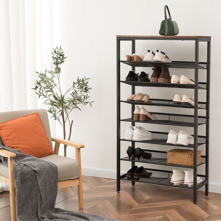 HOOBRO 8-Tier Shoe Rack, Large Capacity Shoe Shelf, Stable and Sturdy, Shoe Storage Organizer with Flat & Slant Adjustable Metal Shelves, for 21-28 Pairs of Shoes, Space Saver