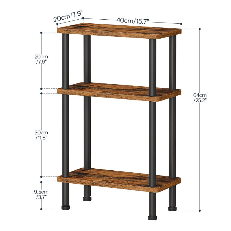 HOOBRO HOOBRO 3-Tier Narrow Side Table, Slim End Table, Skinny Sofa Bedside Storage, workspace for bedroom - side view