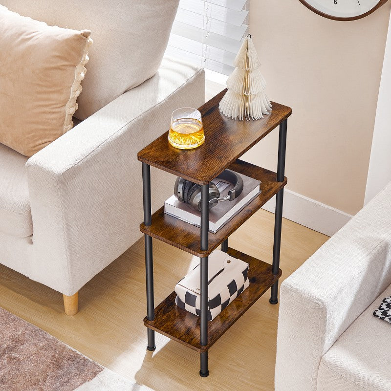 HOOBRO HOOBRO 3-Tier Narrow Side Table, Slim End Table, Skinny Sofa Bedside Storage, workspace for bedroom - in use