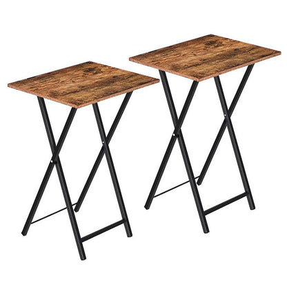 HOOBRO Folding TV Tray Tables, Set of 2 Side Table for Small Space, Industrial Snack Tables for Eating at Couch, Stable Metal Frame, Easy Assembly, Space Saving