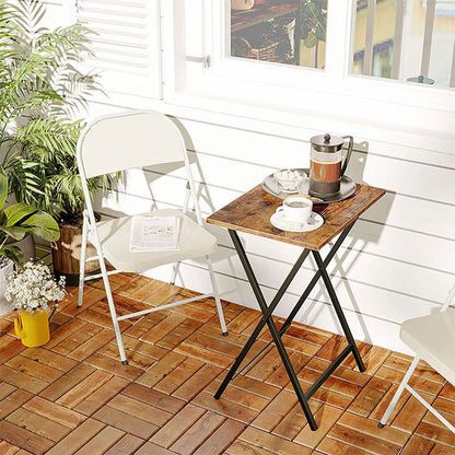 HOOBRO Folding TV Tray Tables, Set of 2 Side Table for Small Space, Industrial Snack Tables for Eating at Couch, Stable Metal Frame, Easy Assembly, Space Saving
