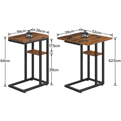 HOOBRO Foldable End Table, C Shaped Side Table with Storage Shelf, Small Snack Table Suitable for Living Room Bedroom Small Spaces, Easy Assembly