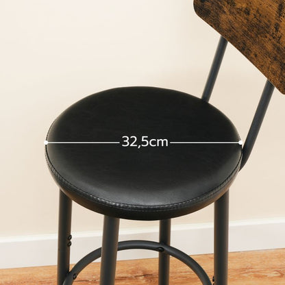 HOOBRO Bar Stools with Backrest, Set of 2 Bar Chairs, Counter Stools with PU Upholstery, Breakfast Stools with Footrest, for Kitchen, Living Room, Bar