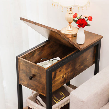 HOOBRO End Table, Flip Top Side Table with Storage Shelf, Narrow Nightstand for Small Spaces in Living Room, Bedroom, Industrial, Stable and Sturdy Construction