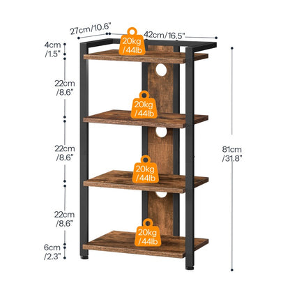 HOOBRO 4-Tier Vinyl Record Player Stand, AV Media Stand with Cable Management Holes for Turntables, Wooden Turntable Table, for Game Consoles, Projectors