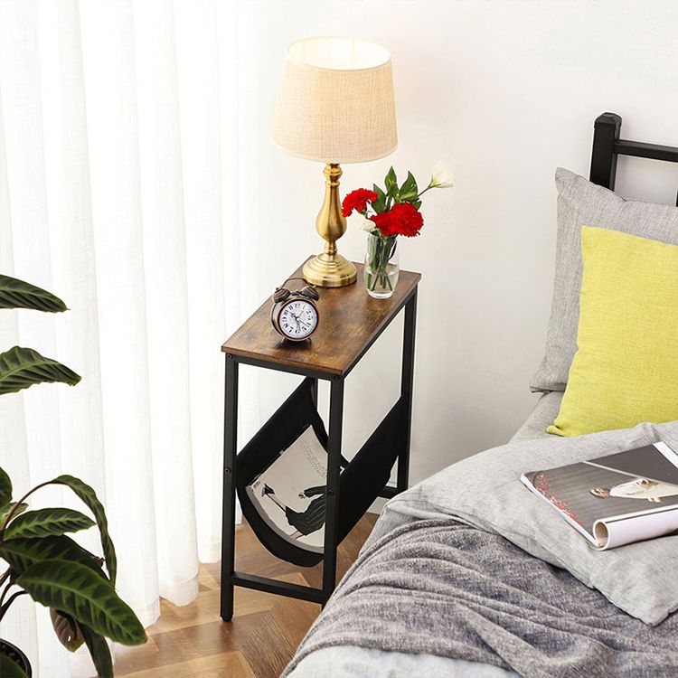 HOOBRO Narrow End Table, Side Table for Small Spaces, Slim Nightstand with Magazine Holder, Modern Skinny Sofa Table, Width Bedside Table, Snack Couch Table